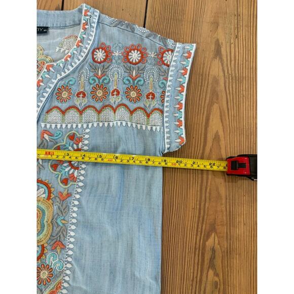 APNY‎ Embroidered Boho Western Dress XS Blue - Picture 7 of 8